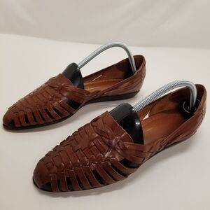 Naturalizer Womans Size 10N Brown Leather Loafer Slip On Basket Weave